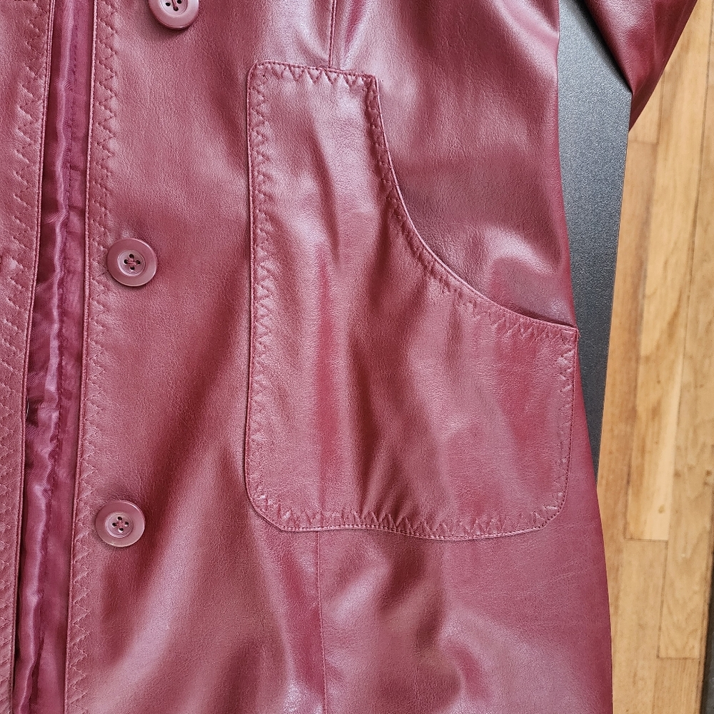 Vintage Wine Red Womens Medium Trench Coat ( No Belt ) - Picture 4 of 8